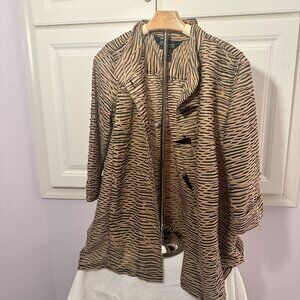 Vincente Women's Brown Striped Jacket Size‎ L | Chic Patterned Blazer